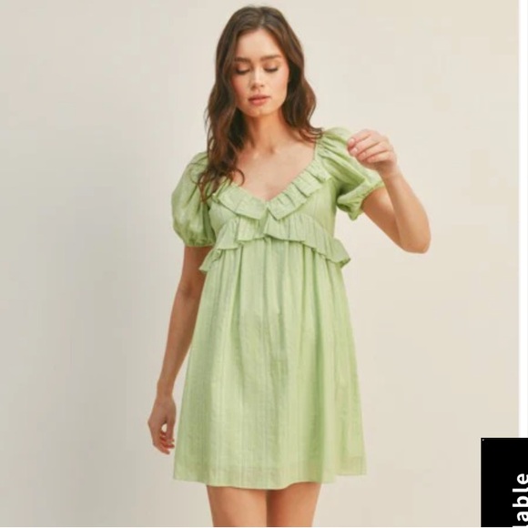 Lush Green Ruffle Mini Dress - Picture 5 of 5